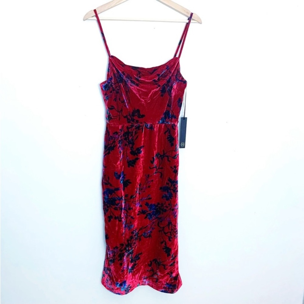 REVOLVE Red Velvet Floral Midi Dress - Picture 4 of 13